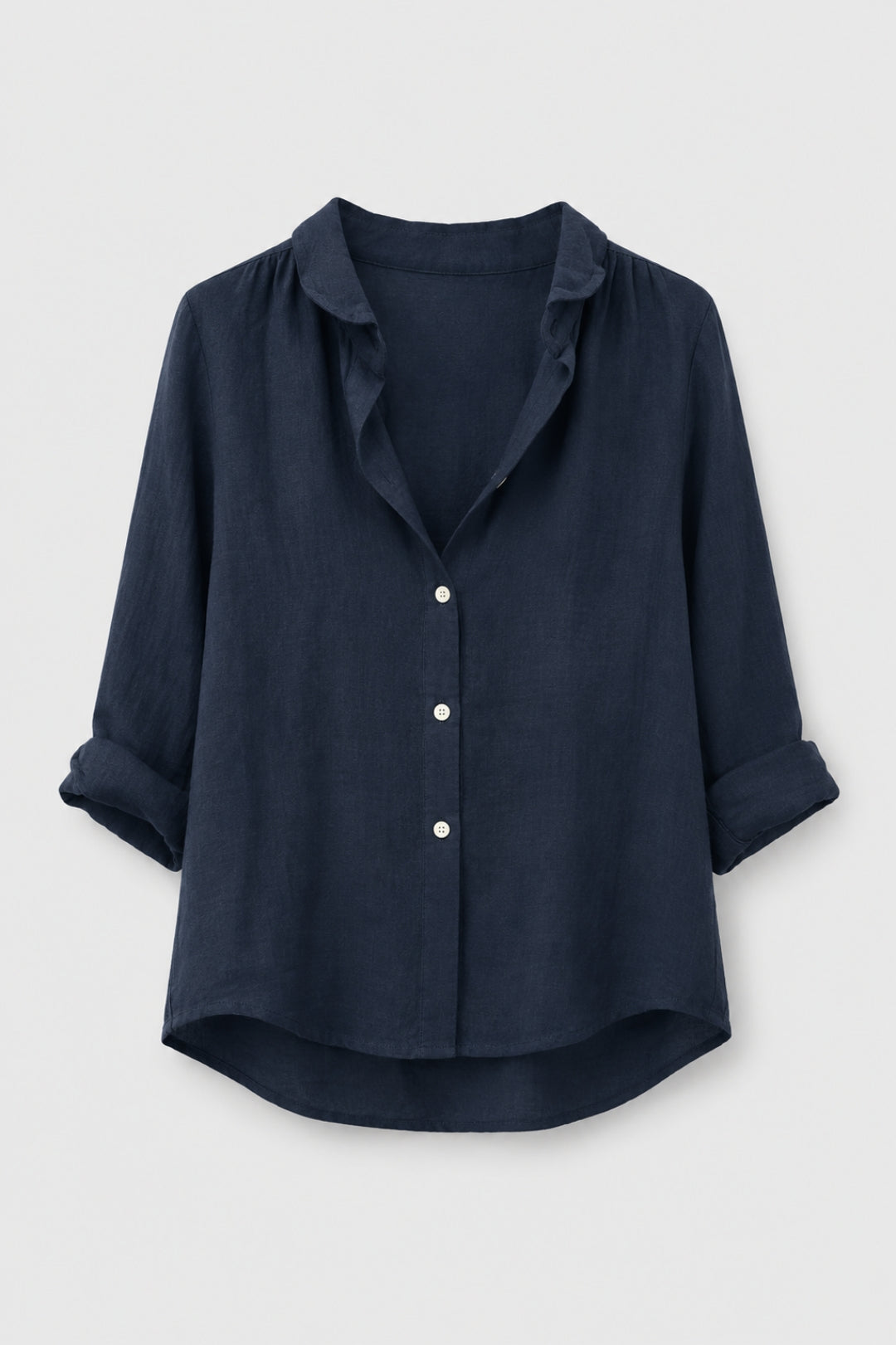 Anaïs - Blus i Lin för Kvinna Chic med Skjortkrage och Knäppning Fram Casual