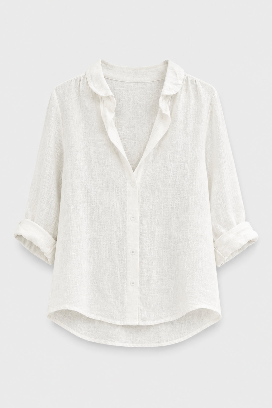 Anaïs - Blus i Lin för Kvinna Chic med Skjortkrage och Knäppning Fram Casual