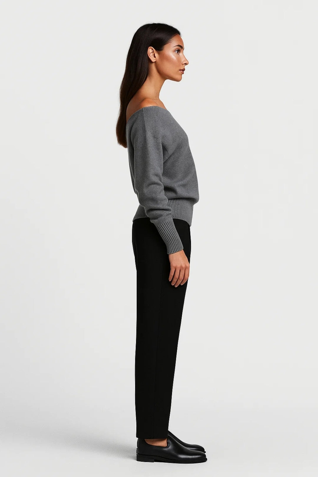 Asymmetrisk damtröja | Elegant off-the-shoulder-tröja | Lätt och moder