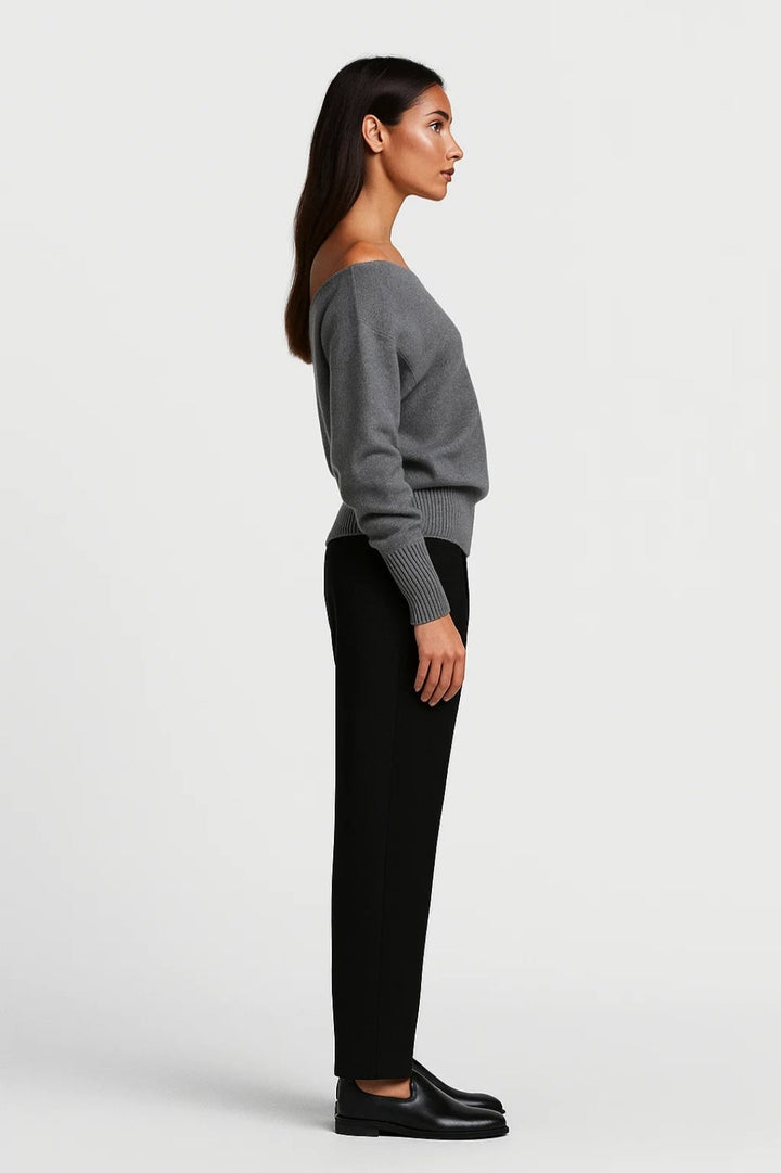 Asymmetrisk damtröja | Elegant off-the-shoulder-tröja | Lätt och moder