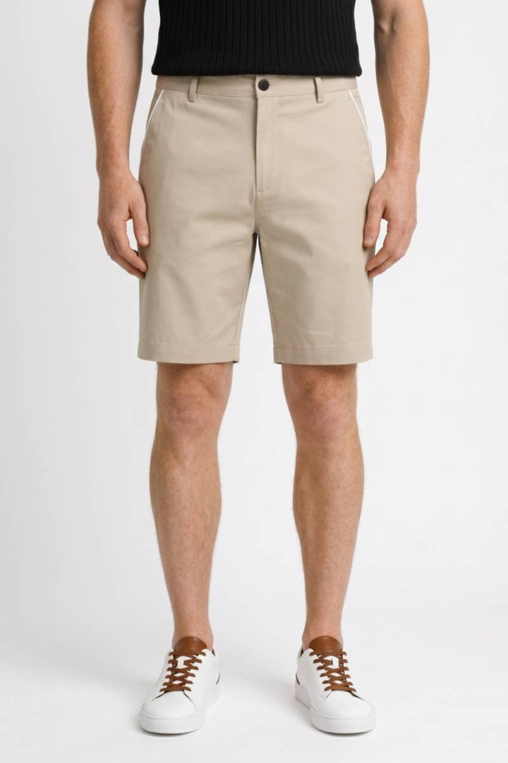 Bermudashorts för herrar - Elegant sport med kontrastfärgad piping | Sommar