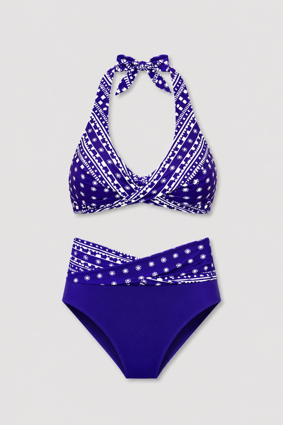 Bikini Dam | Halterneck med Omlottdesign | Hög Midja | Stretchmaterial