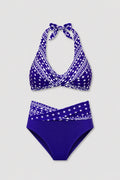 Bikini Dam | Halterneck med Omlottdesign | Hög Midja | Stretchmaterial