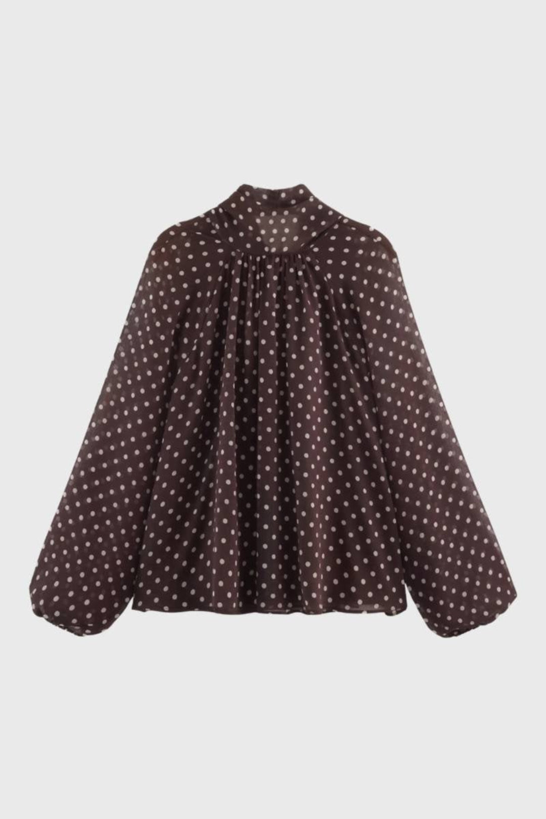 Blus för kvinnor med prickar och lavallièrekrage | Romantisk elegans