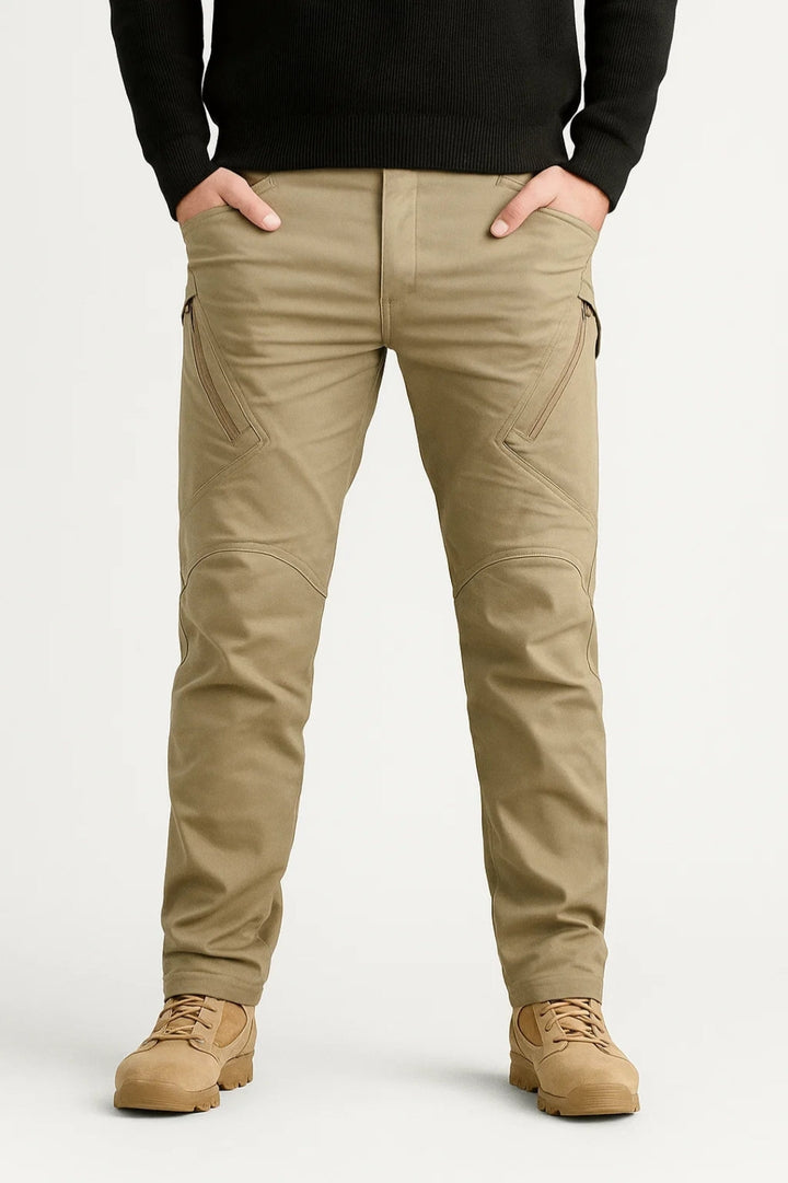 Cargobyxor för män - Slim Fit Fickor med dragkedja Knäskydd | Casual