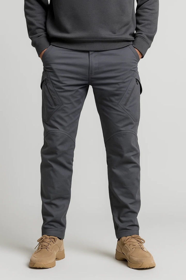 Cargobyxor för män - Slim Fit Fickor med dragkedja Knäskydd | Casual