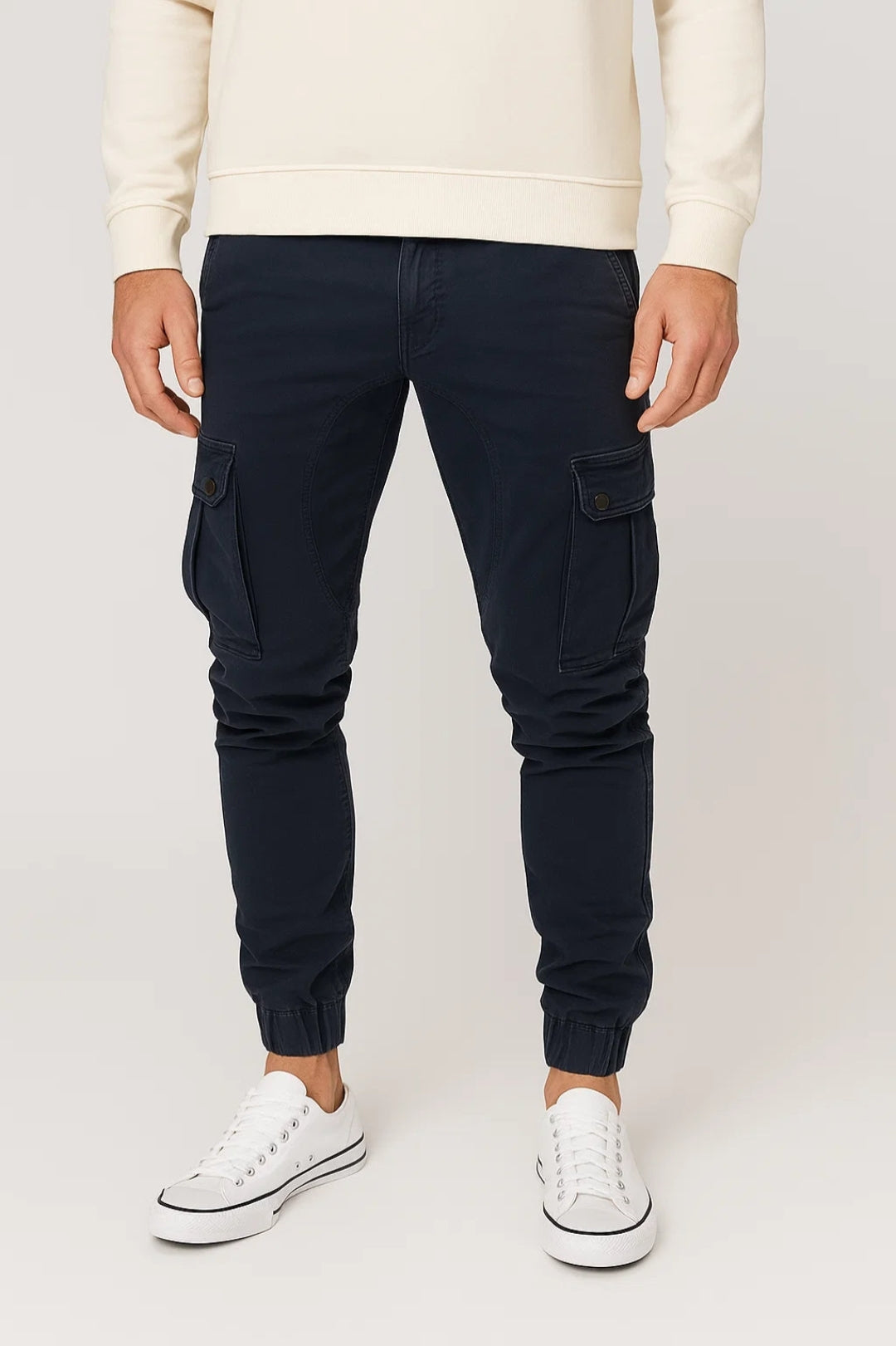 Cargobyxor för män - Slim Fit Sidofickor på anklarna | Casual