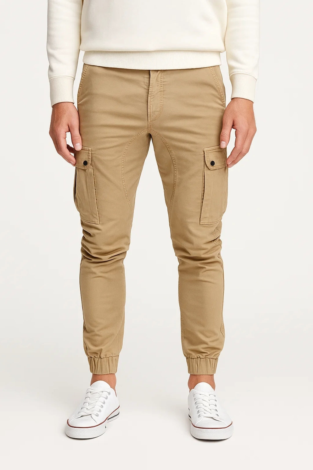 Cargobyxor för män - Slim Fit Sidofickor på anklarna | Casual
