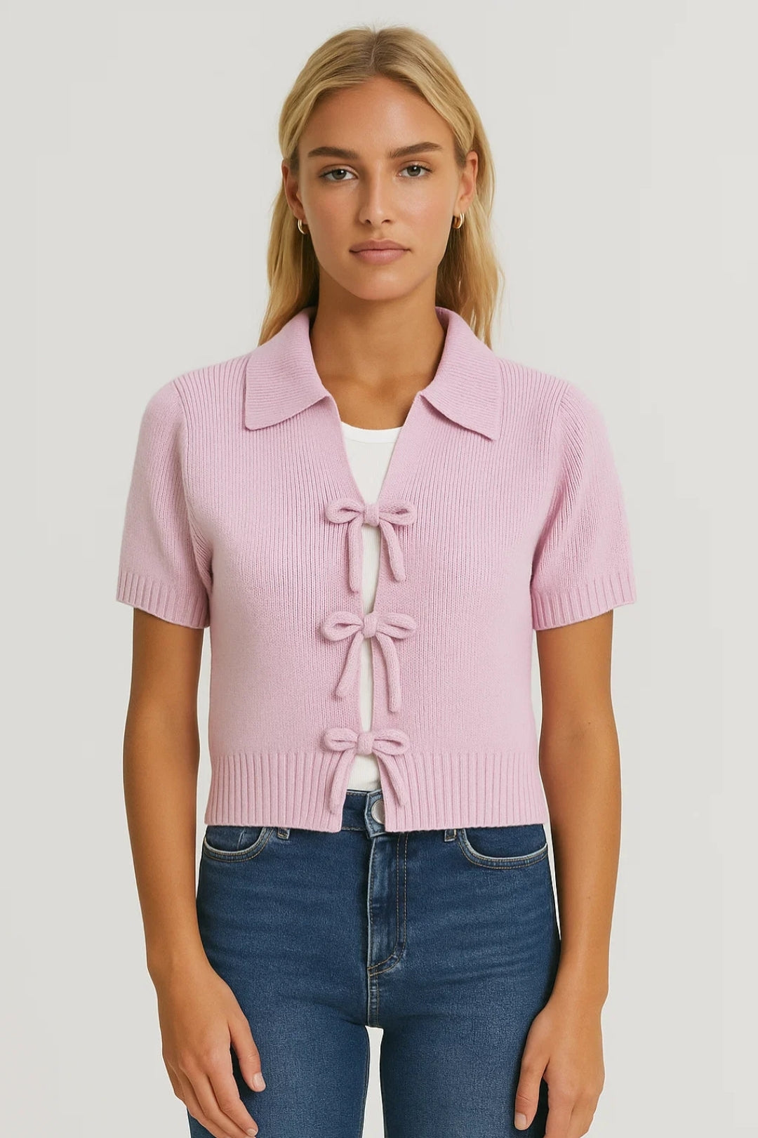 Dam Cardigan | Kort Textur | Elegant Silhuett för Mi-Säsong