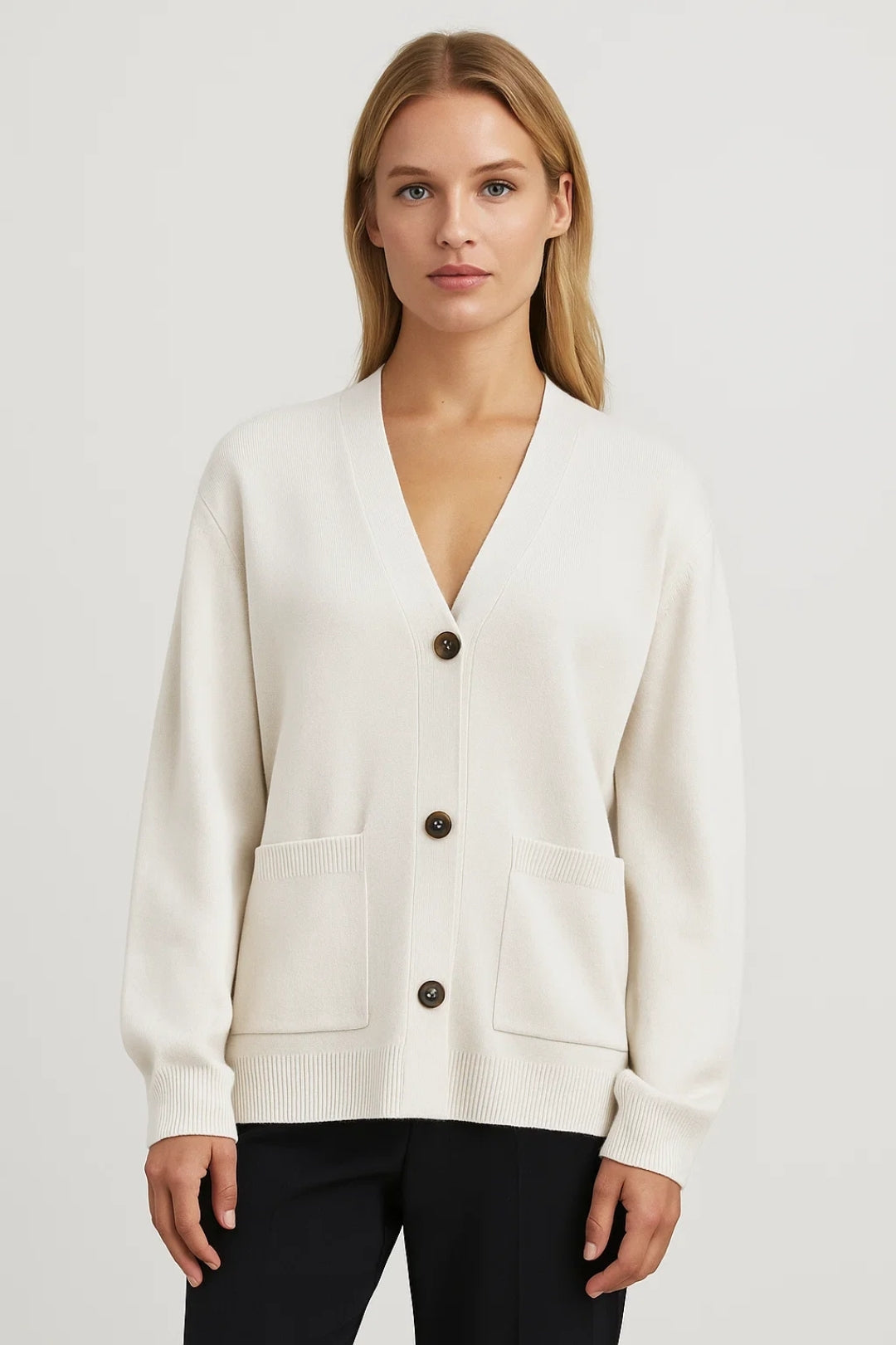Dam Cardigan | Rak Passform | Minimalistisk Vinterstil