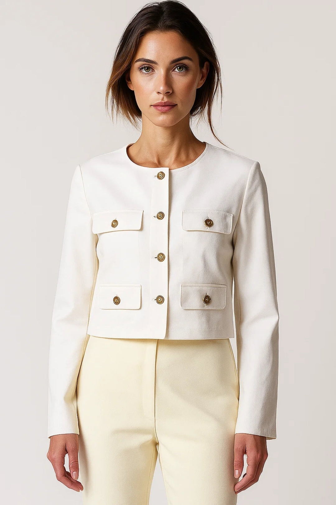 Damblazer | Elegant kort modell | Med knappar | Höst