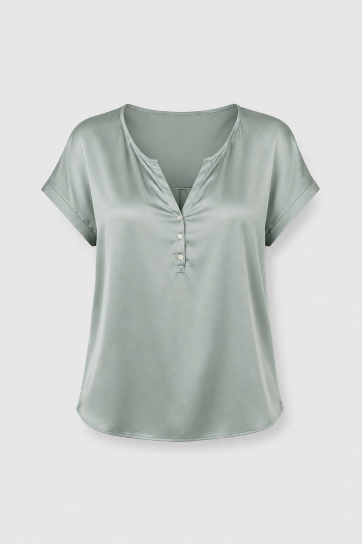 Damblus – V-ringning, korta ärmar, ledig passform | Elegant