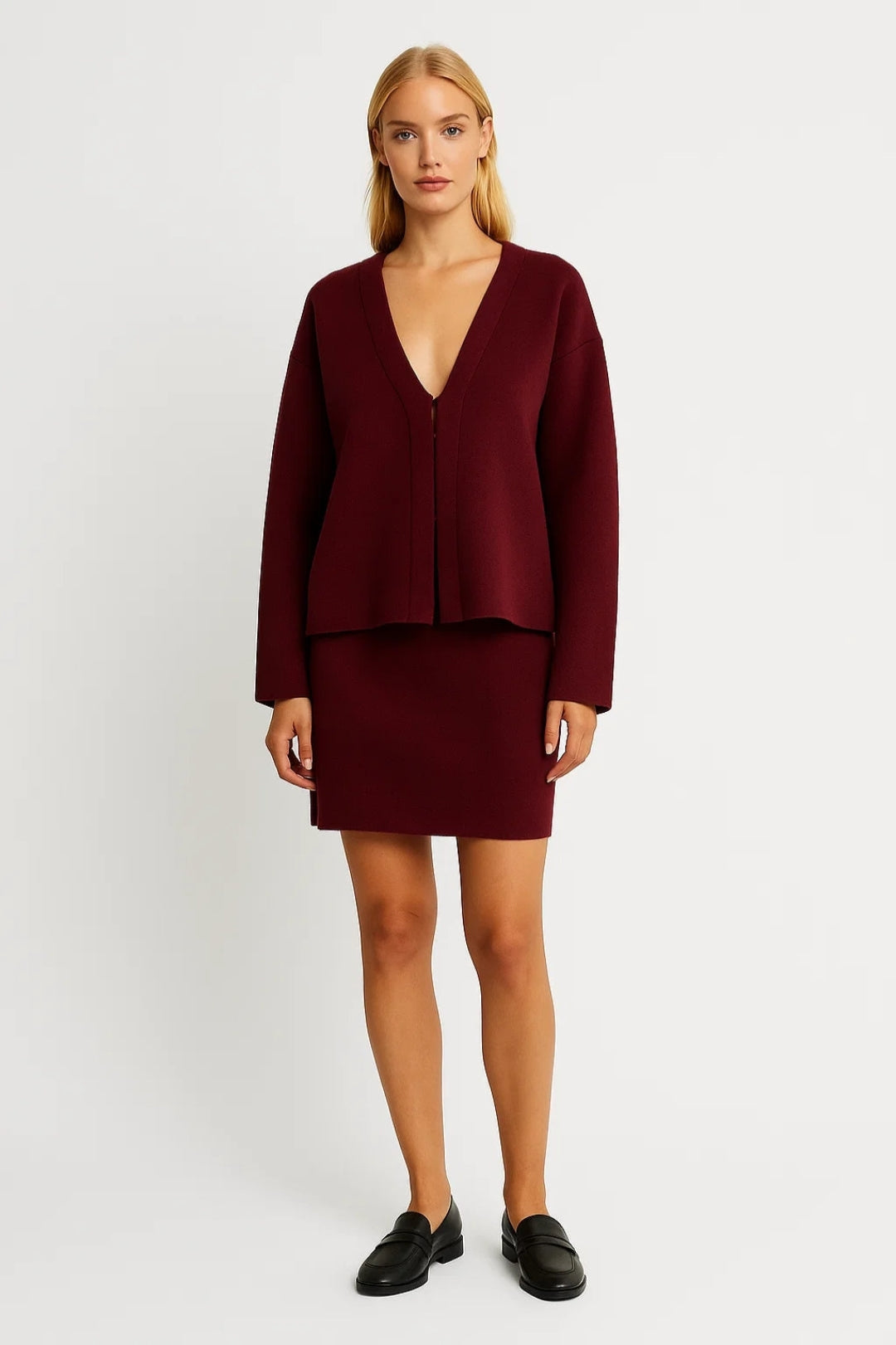 Damensemble | V-ringad loungewear för vinter