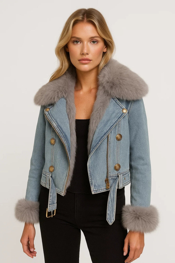 Damjacka | Citywear | Biker | kontrasterande krage för vinter