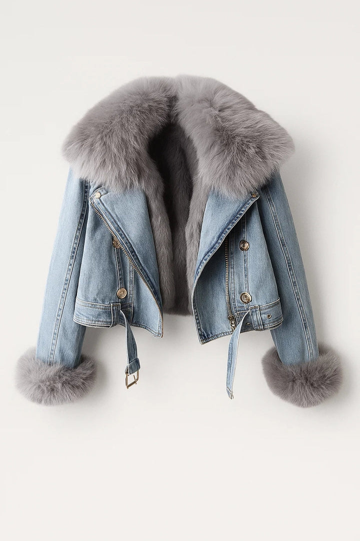 Damjacka | Citywear | Biker | kontrasterande krage för vinter