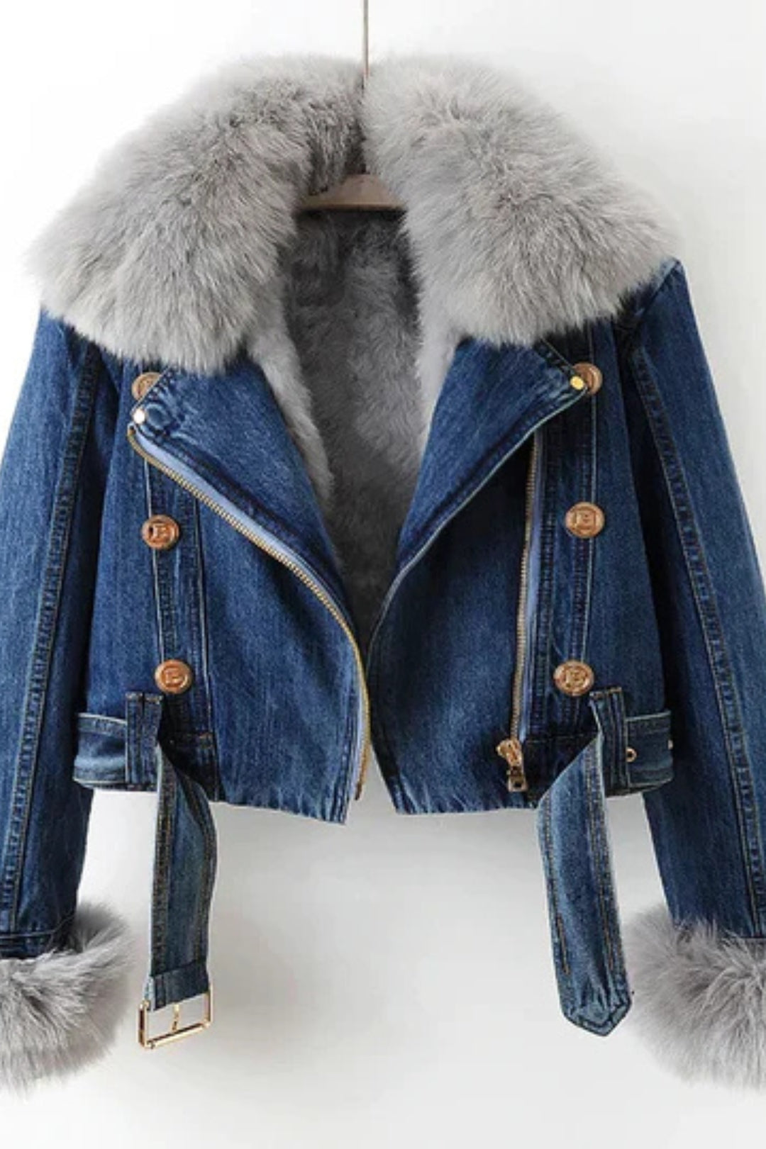 Damjacka | Citywear | Biker | kontrasterande krage för vinter