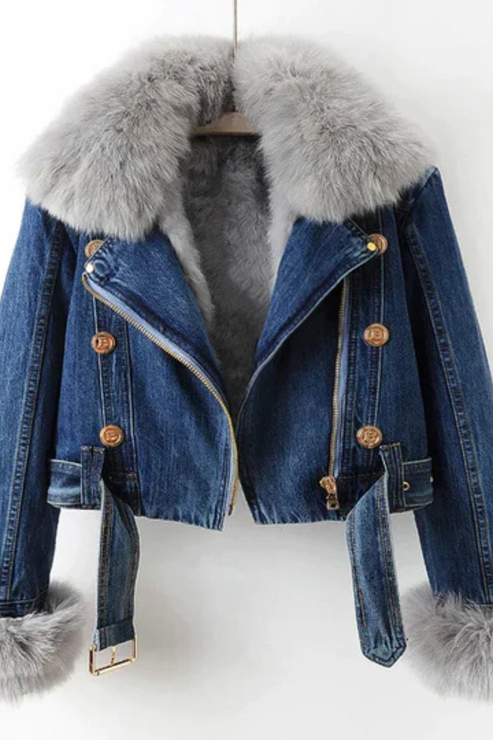 Damjacka | Citywear | Biker | kontrasterande krage för vinter