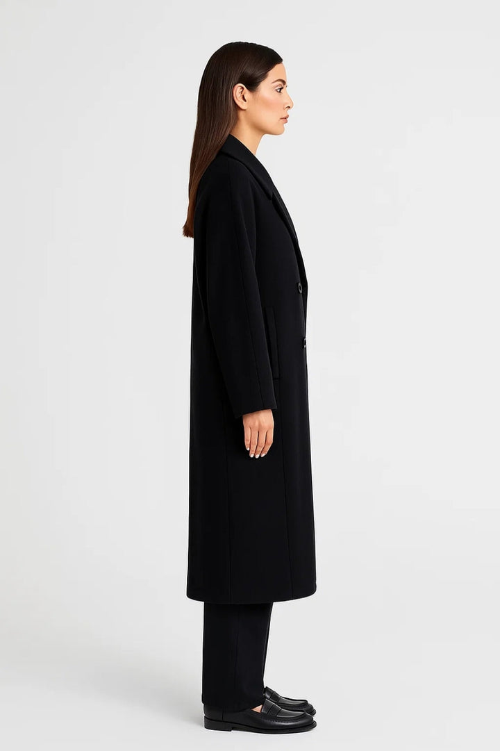 Damjacka | Elegant lång omlottjacka | Sofistikerad vinterstil