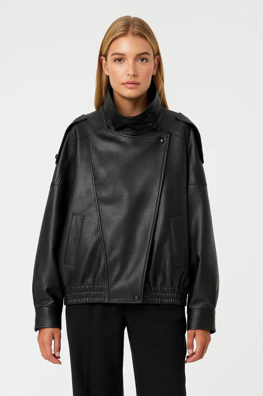 Damjacka | Oversize-passform med hög krage | Strukturerad stil för vintern