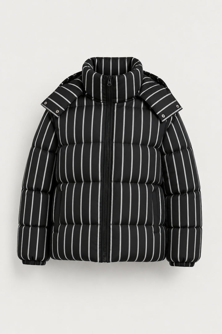 Damjacka | Randigt mönster, oversized-modell | Modern vinterstil