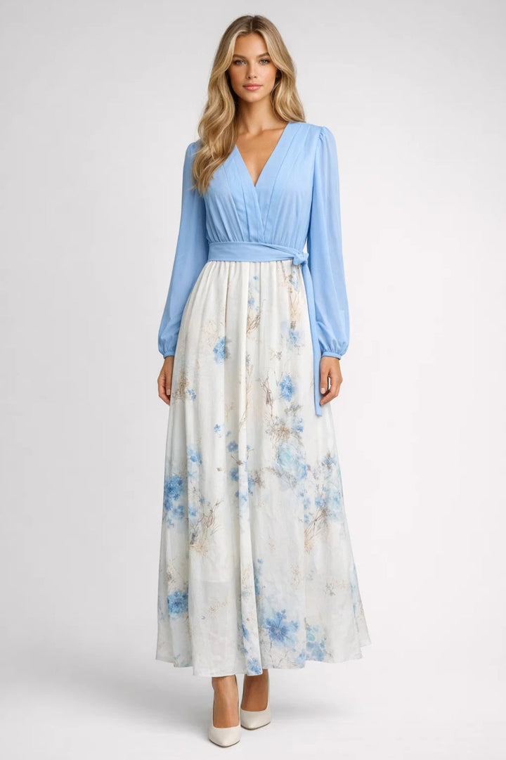 Damklänning | Lång, flödande klänning i boho-stil med bälte i midjan, perfekt för övergångsperioden