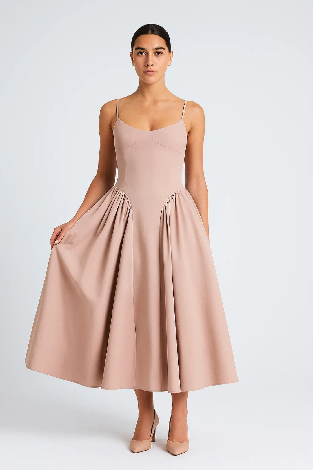 Damklänning | Midi | Elegant | utsvängd kjol för sommaren