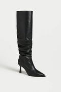 Damstövlar | Slouchy chic-stil | Elegant hög plisserad skaft för vintern