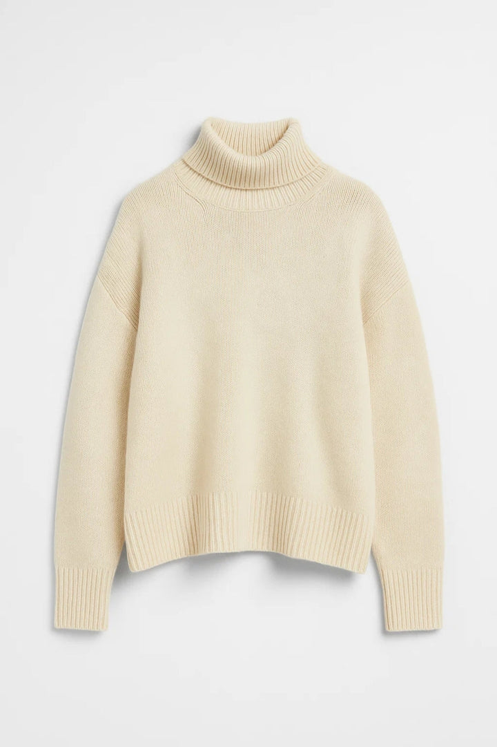 Damtröja | Stickad | Turtleneck | Lös, mysig passform för vintern