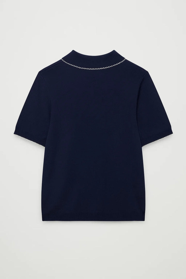 Damtröja – Claudine-krage, korta ärmar, stickad | Chic