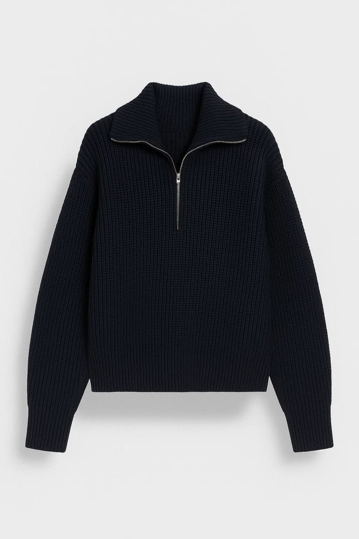 Damtröja | dragkedja | texturerad stickning i oversize-modell för vintern