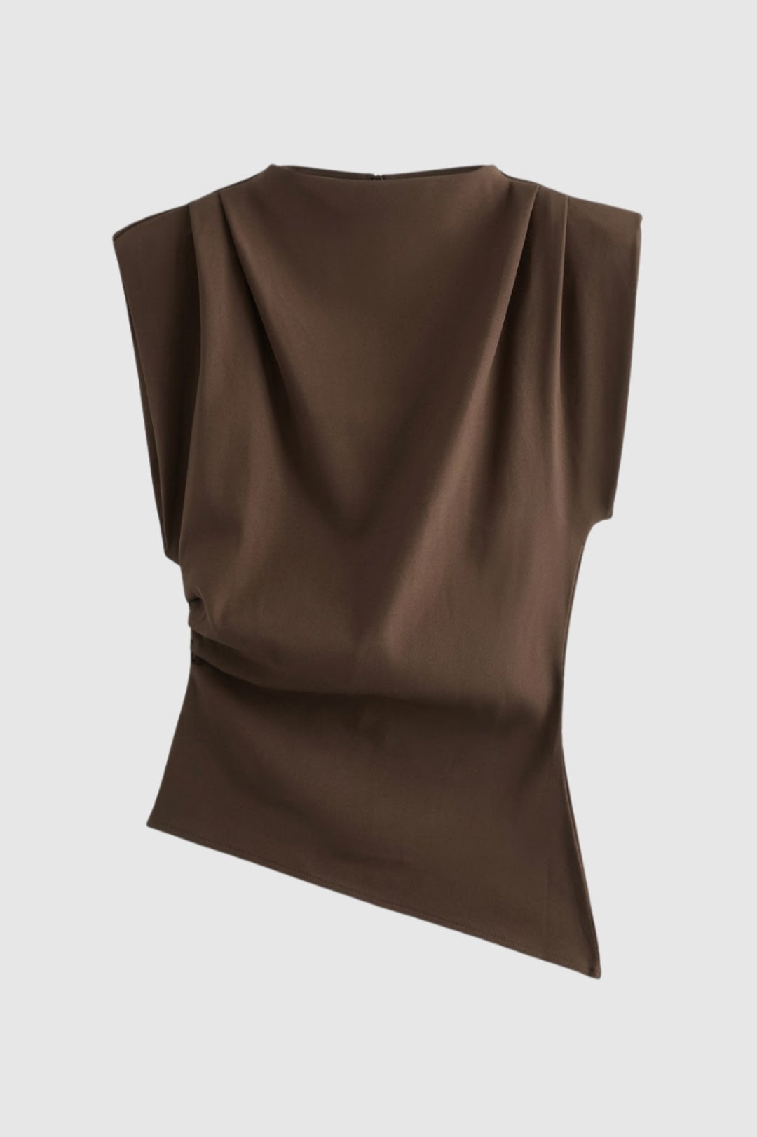 Elegant Ärm-Lös Topp med Hög Krage och Drapé för Damer