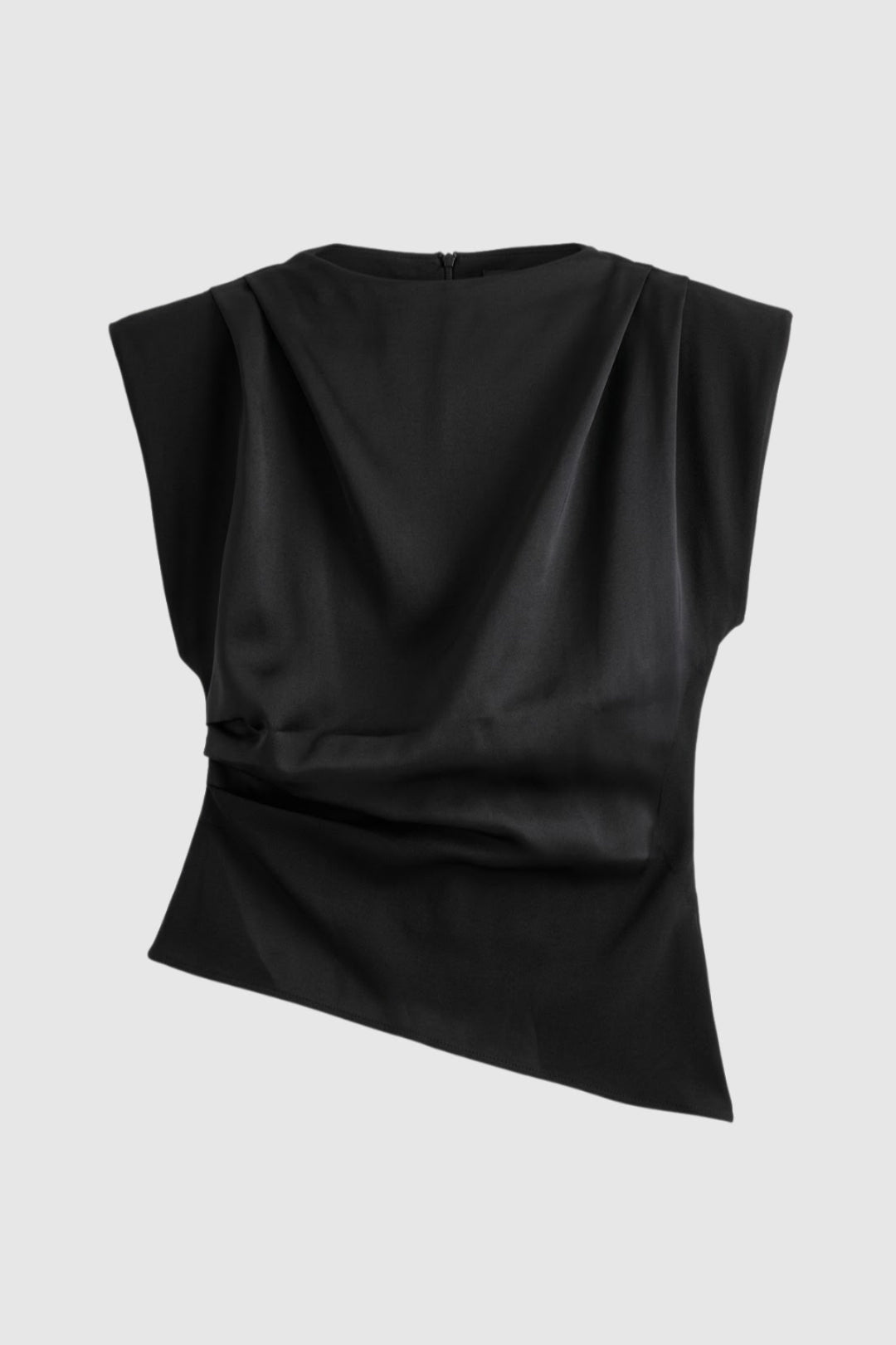 Elegant Ärm-Lös Topp med Hög Krage och Drapé för Damer