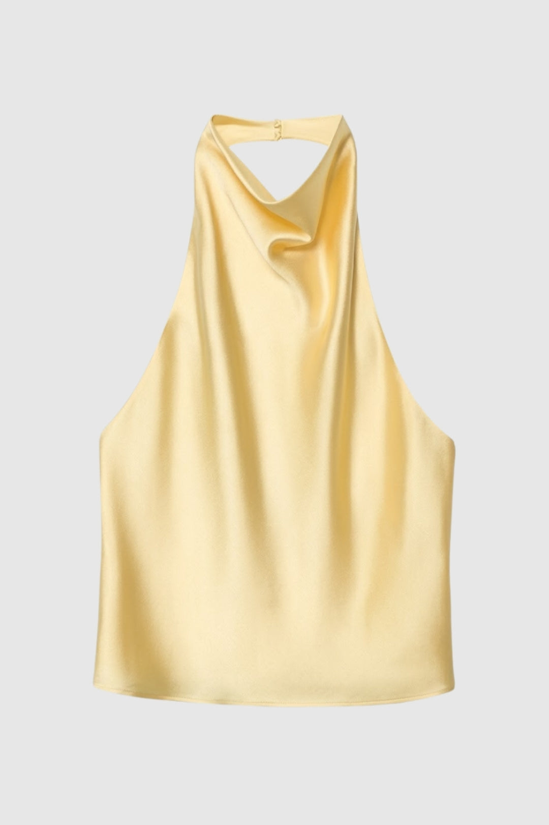 Elegant Halter Top för Kvinnor - Glänsande med Draperad Krage