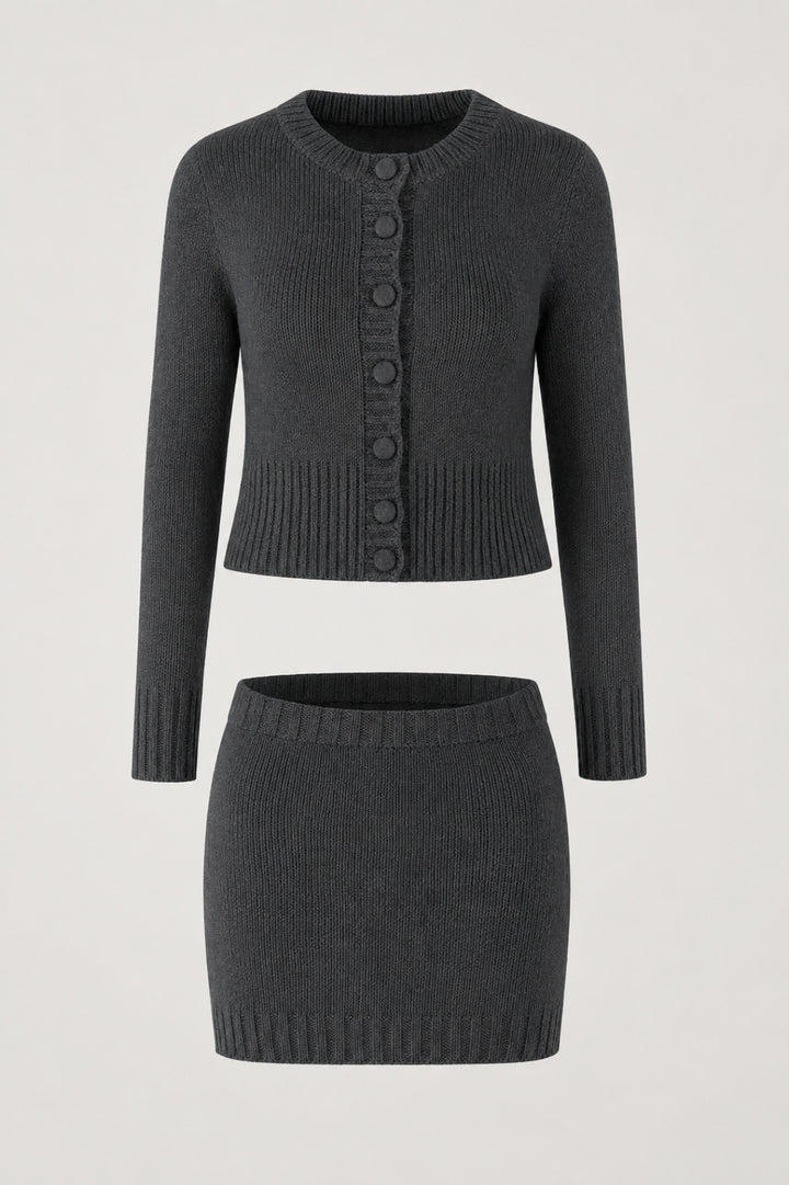 Elegant mid-season set för kvinnor med figursydd och knäppt silhuett