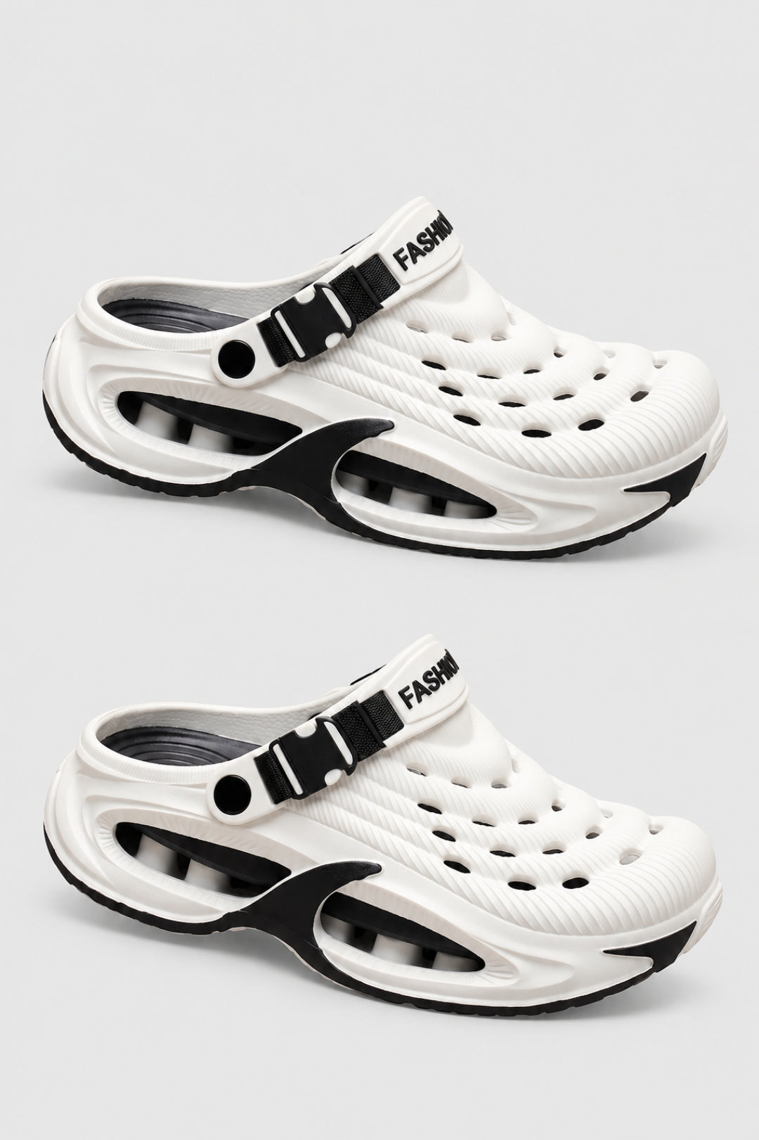 Vita komfortsandaler med justerbar rem och ventilerande design vit