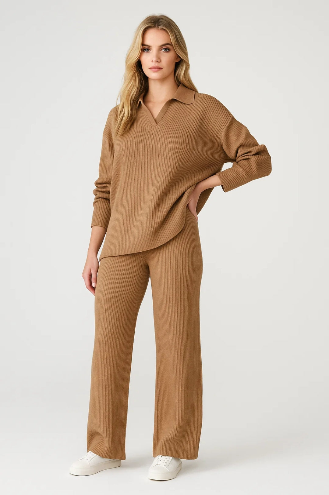 Stickat damset | Bekväm loungelook | Löst sittande passform