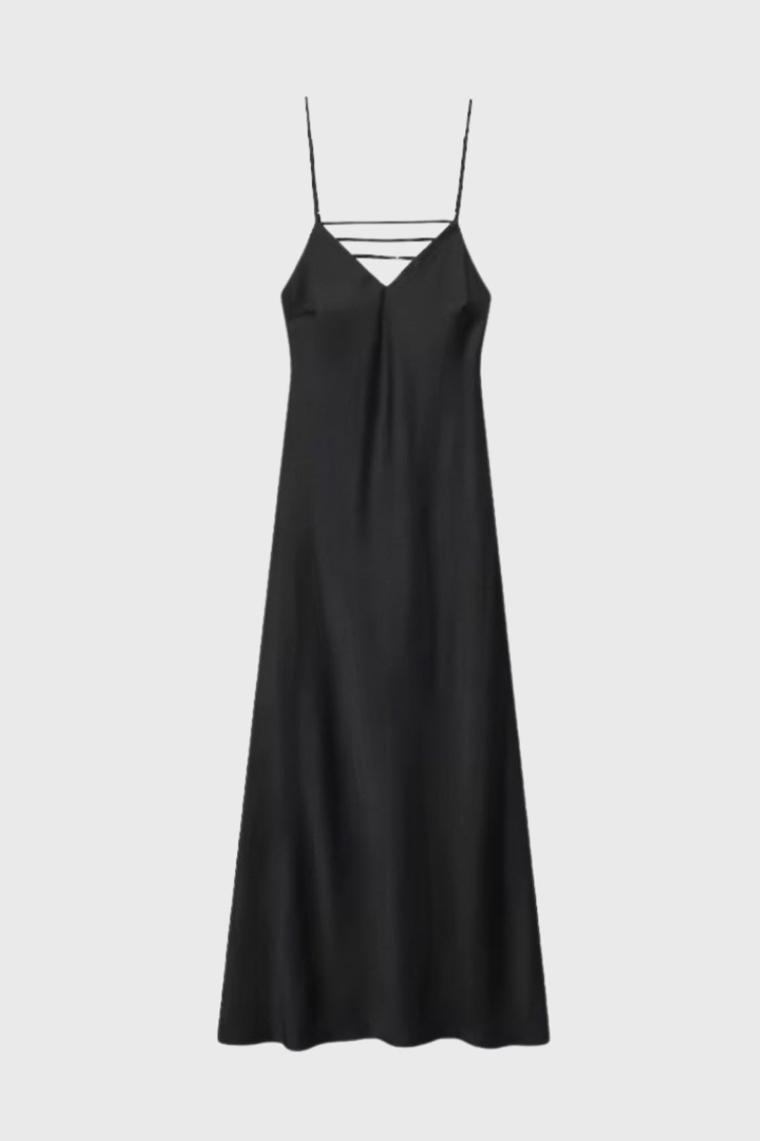 Glänsande V-ringad Maxiklänning för Kvinnor - Slip Dress med Tunna Axelband