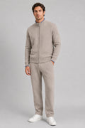 Herr Merinoull Zip-Up Lounge Set – Mjuk Stickad Avslappnad Passform Co-Ord