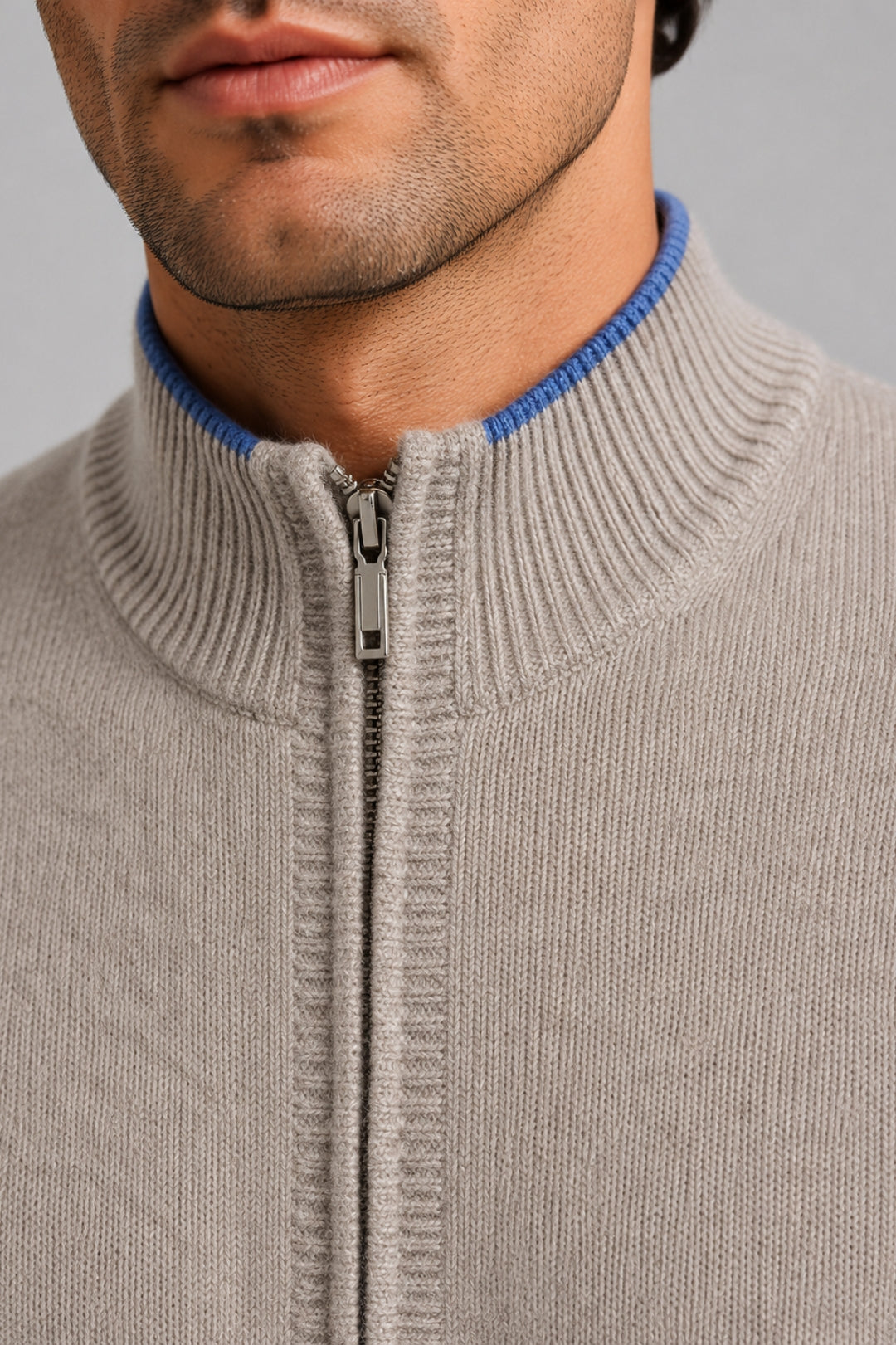 Herr Merinoull Zip-Up Lounge Set – Mjuk Stickad Avslappnad Passform Co-Ord