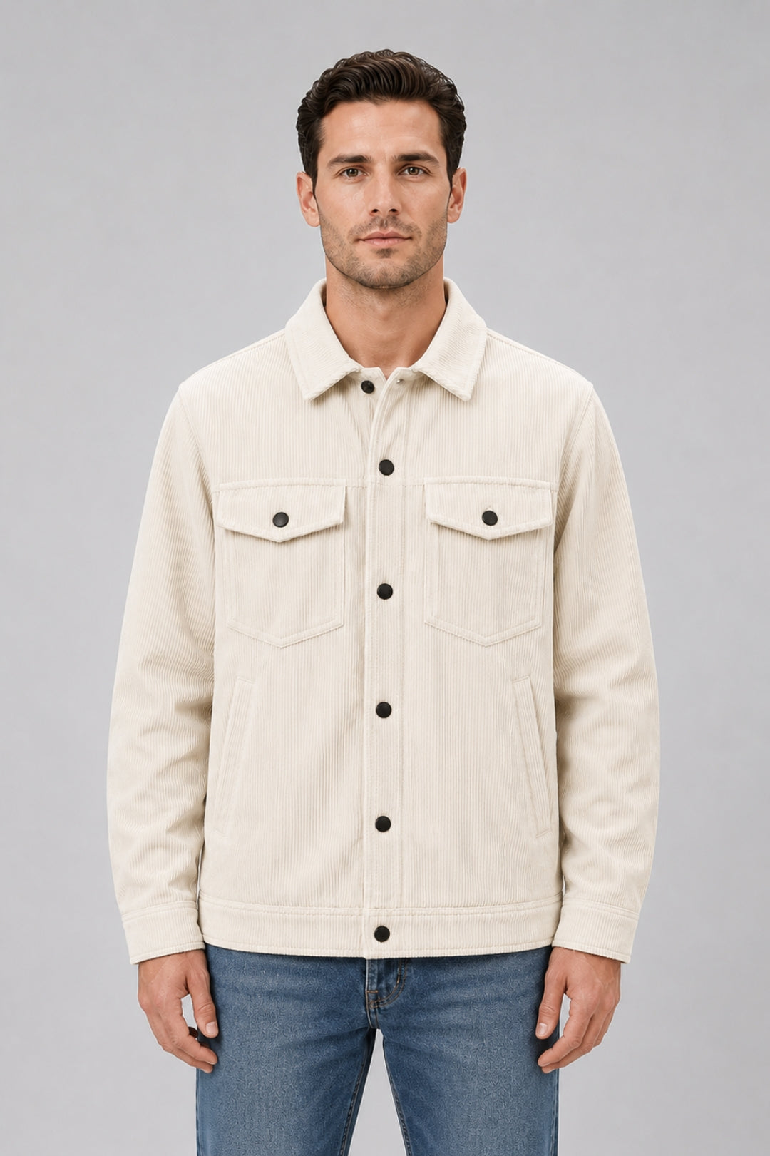 Herrens Corduroy Overshirt – Bomullskjorta med knappar