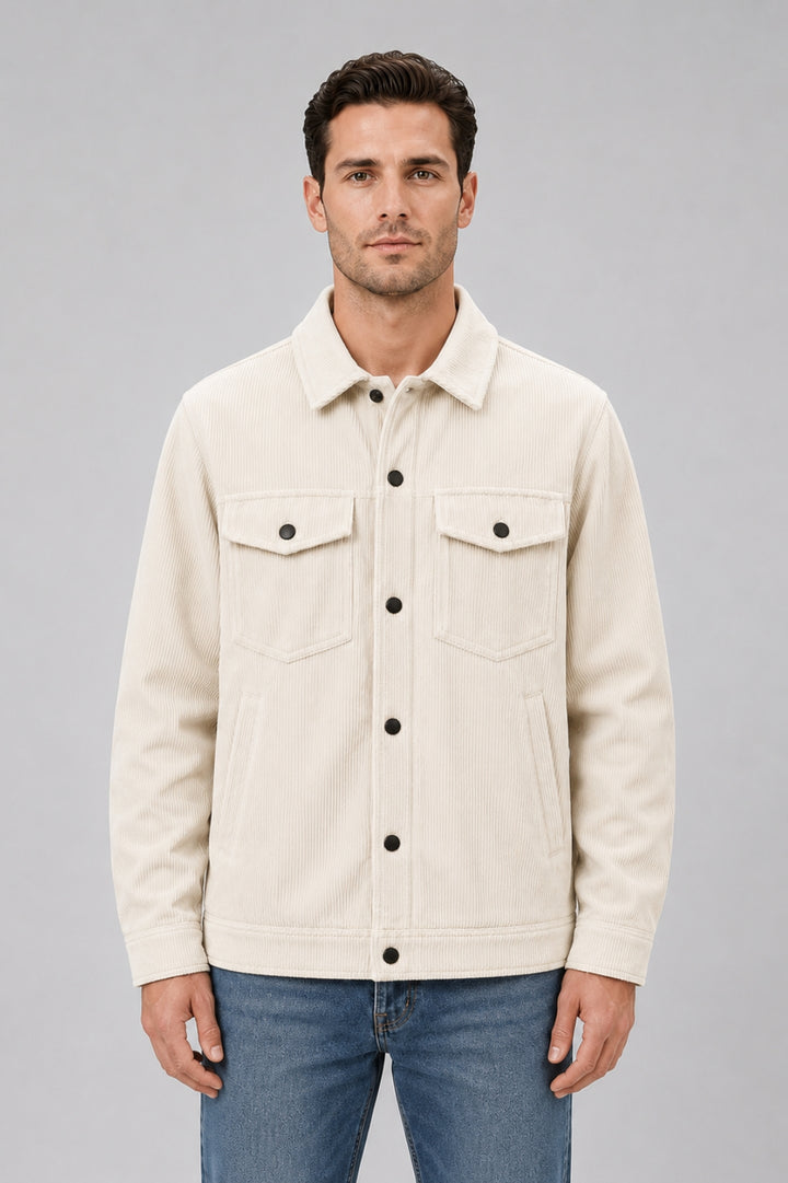 Herrens Corduroy Overshirt – Bomullskjorta med knappar