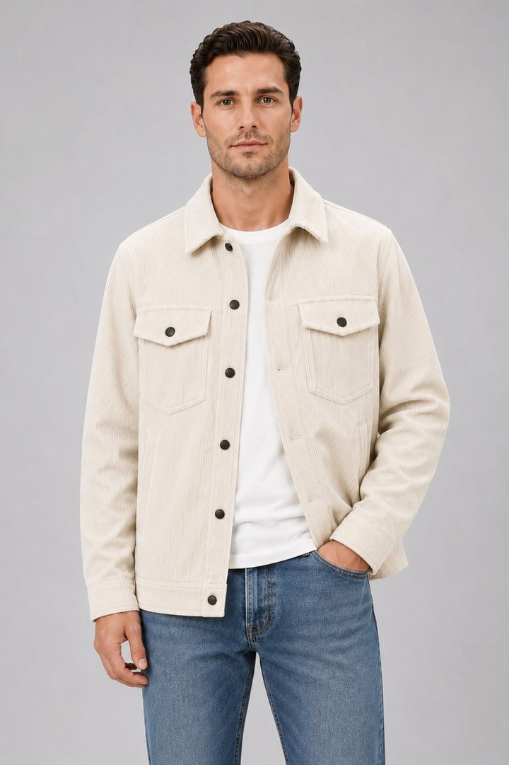 Herrens Corduroy Overshirt – Bomullskjorta med knappar
