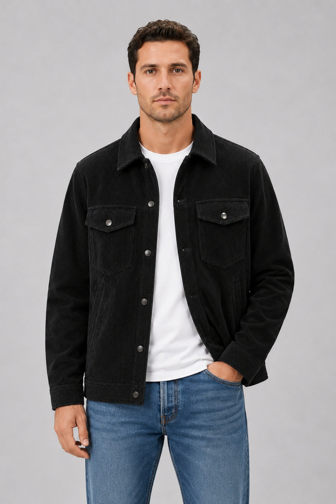 Herrens Corduroy Overshirt – Bomullskjorta med knappar