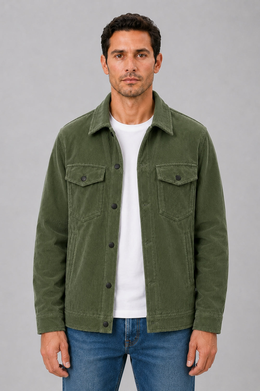 Herrens Corduroy Overshirt – Bomullskjorta med knappar