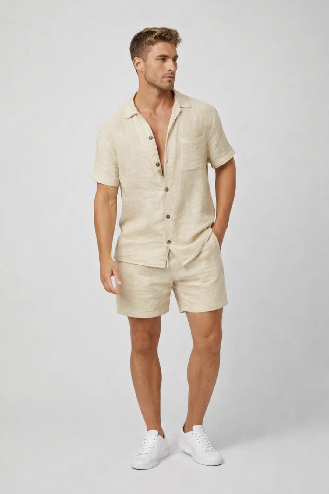 Herrset - Matchande skjorta och shorts Cuban Collar | Sommar