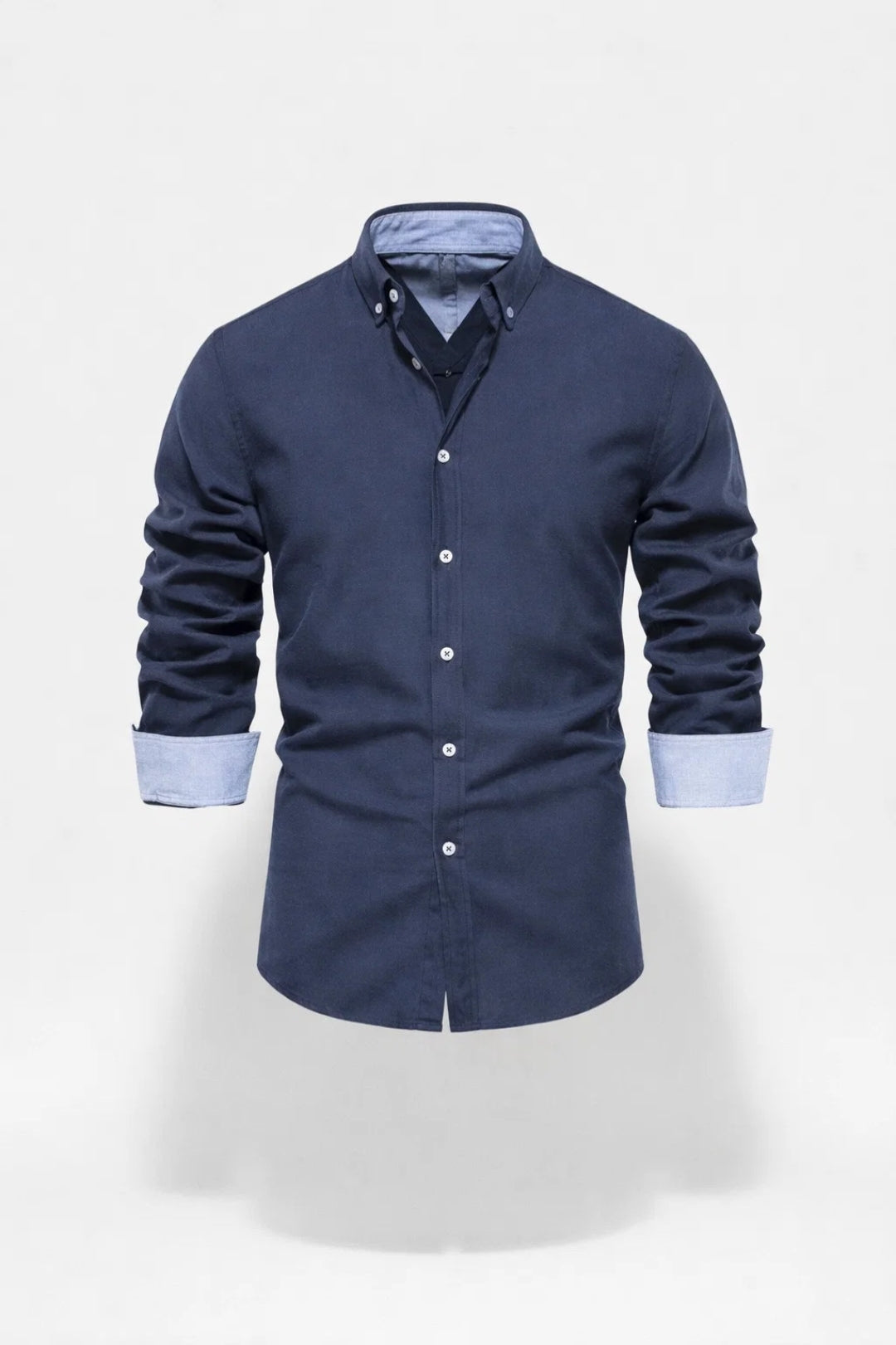 Herrskjorta - Slim Fit Kontrasterande Knappar | Casual