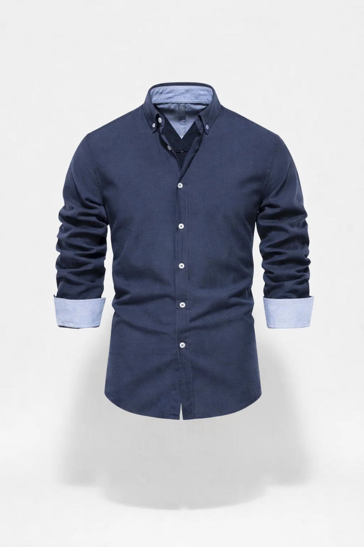 Herrskjorta - Slim Fit Kontrasterande Knappar | Casual