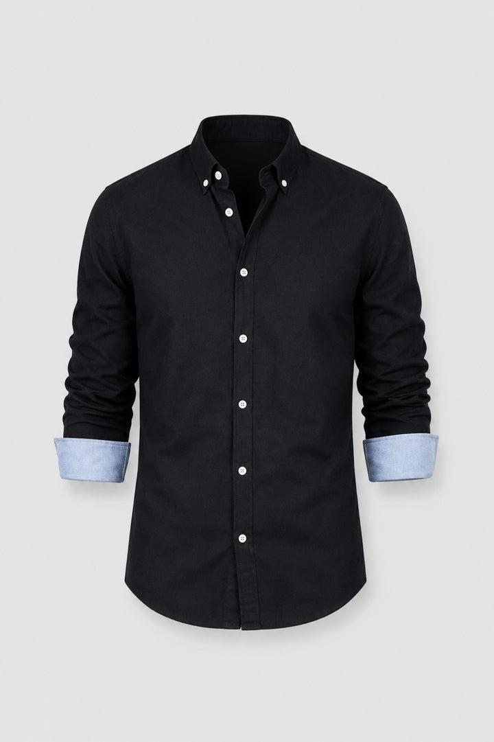 Herrskjorta - Slim Fit Kontrasterande Knappar | Casual