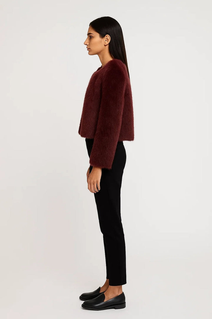 Jacka för damer | Lyxig cropped | Kraglös design | Vinter