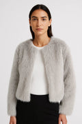 Jacka för damer | Lyxig cropped | Kraglös design | Vinter
